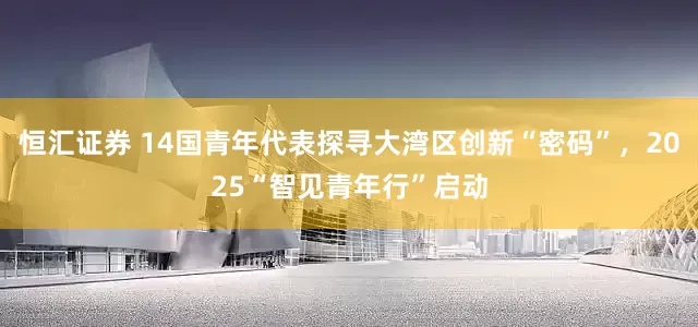 恒汇证券 14国青年代表探寻大湾区创新“密码”，2025“智见青年行”启动